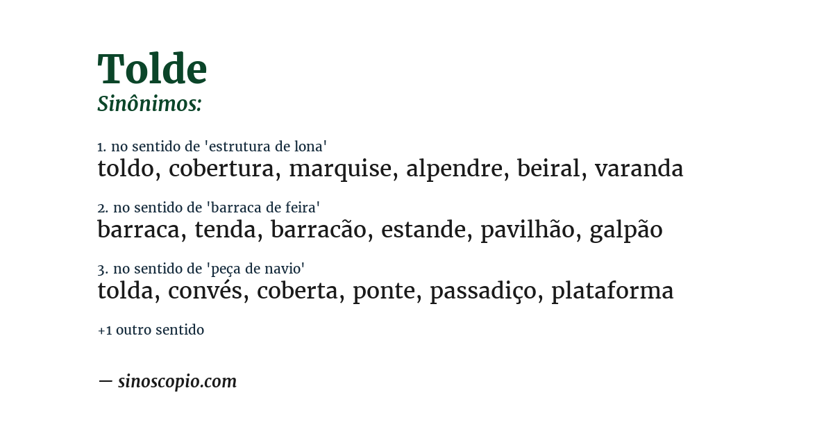 Sinônimo de tolde