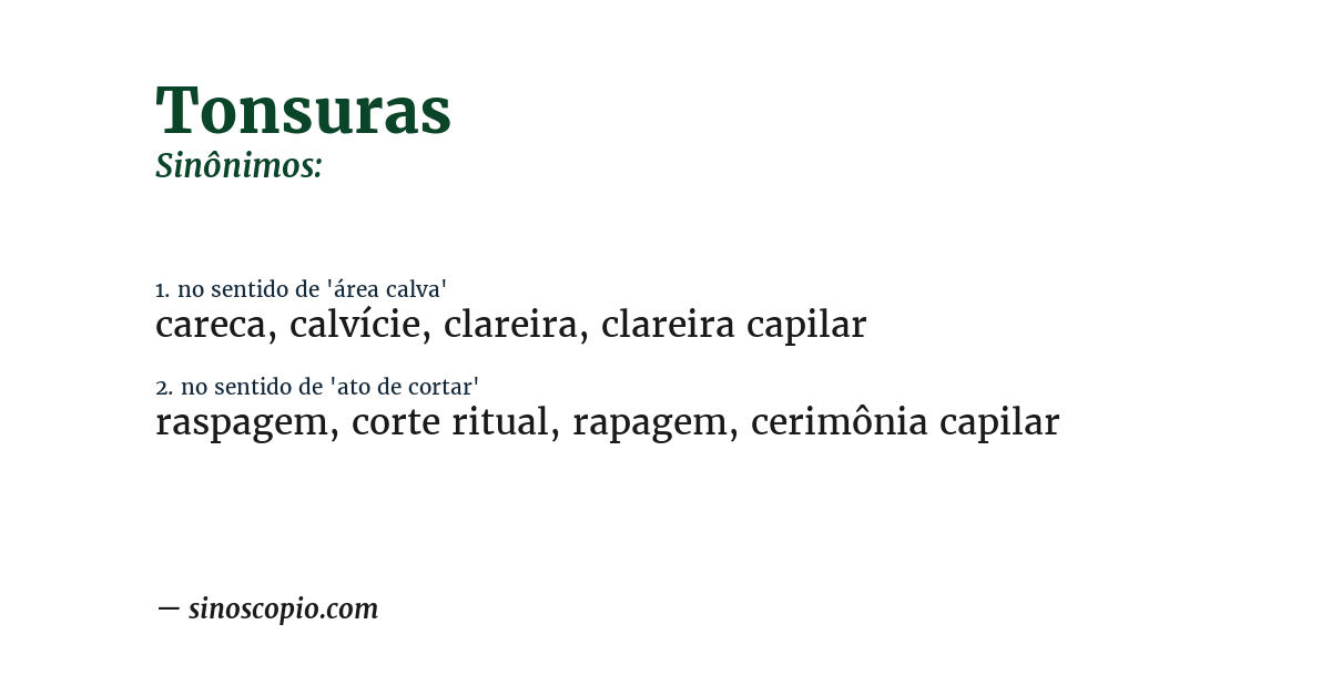 Sinônimo de tonsuras