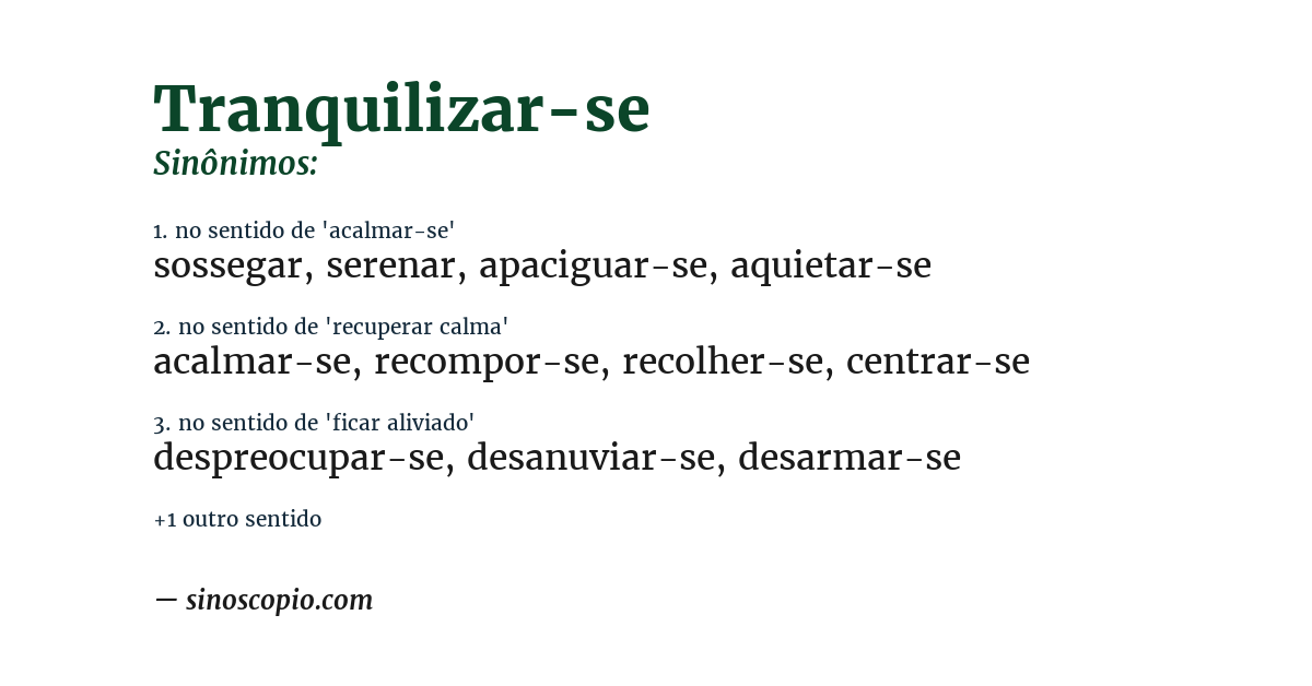 Sinônimo de tranquilizar-se