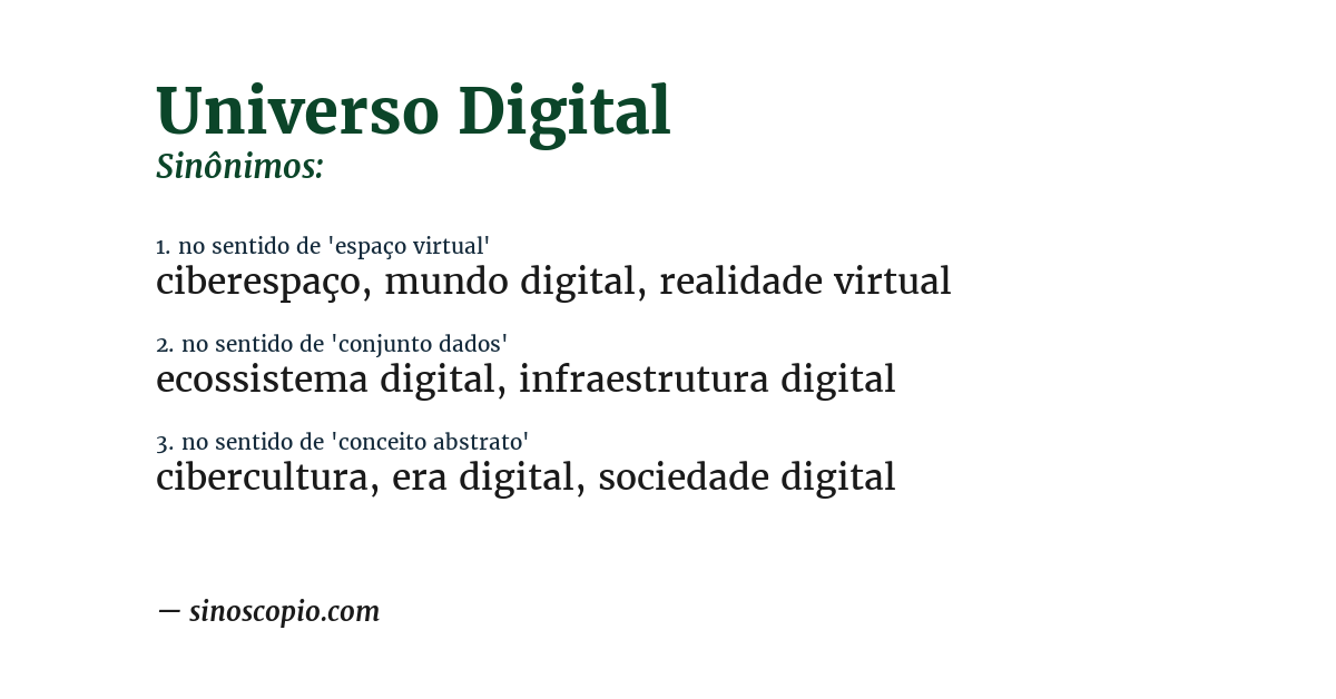 Sinônimo de universo digital