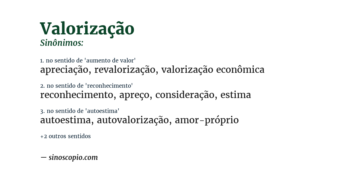 Sinônimo de valorização