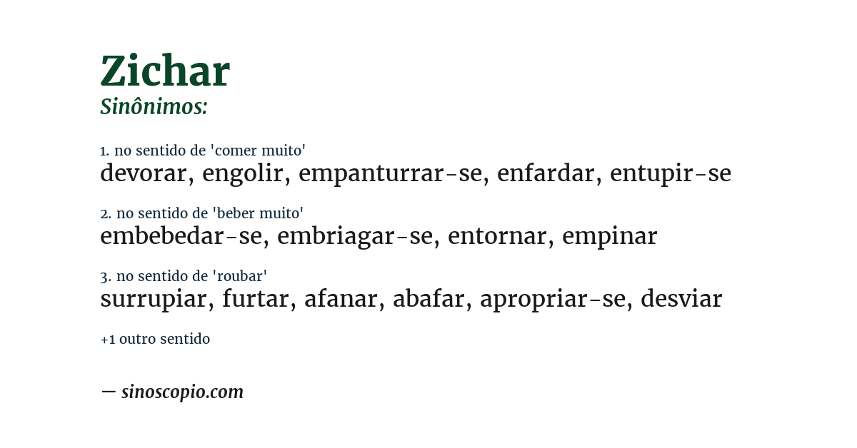 Sinônimo de zichar