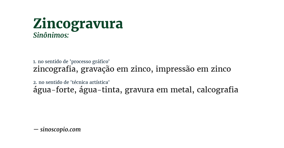 Sinônimo de zincogravura
